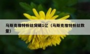 马斯克推特粉丝突破1亿（马斯克推特粉丝数量）