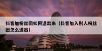 抖音加粉丝团如何退出来（抖音加入别人粉丝团怎么退出）