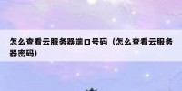 怎么查看云服务器端口号码（怎么查看云服务器密码）