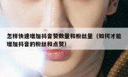怎样快速增加抖音赞数量和粉丝量（如何才能增加抖音的粉丝和点赞）