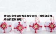 微信公众号吸粉方法大全20招（微信公众号吸粉的营销策略）