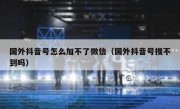 国外抖音号怎么加不了微信（国外抖音号搜不到吗）