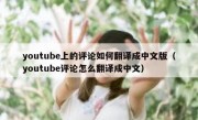 youtube上的评论如何翻译成中文版（youtube评论怎么翻译成中文）