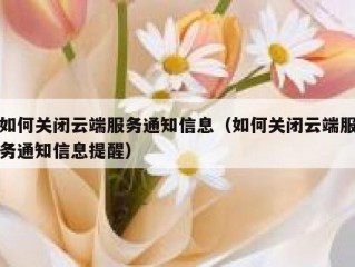 如何关闭云端服务通知信息（如何关闭云端服务通知信息提醒）