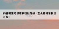 抖音哪里可以看到粉丝等级（怎么看抖音粉丝几级）