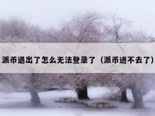 派币退出了怎么无法登录了（派币进不去了）