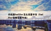 手机版twitter怎么设置中文（twitter在哪设置中文）