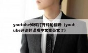 youtube如何打开评论翻译（youtube评论翻译成中文变英文了）