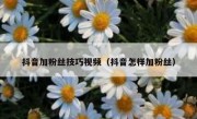 抖音加粉丝技巧视频（抖音怎样加粉丝）