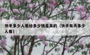 快手多少人看给多少钱是真的（快手每天多少人看）