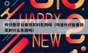 代付款可以看到买的东西吗（淘宝代付能看到买的什么东西吗）