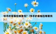 快手的客服在哪里找?（快手的客服在哪里找）