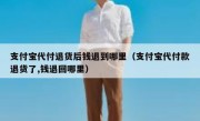 支付宝代付退货后钱退到哪里（支付宝代付款退货了,钱退回哪里）
