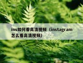 ins如何看高清视频（instagram怎么看高清视频）