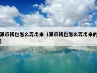 派币钱包怎么弄出来（派币钱包怎么弄出来的）