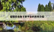 超低价自助下单平台的简单介绍