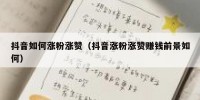 抖音如何涨粉涨赞（抖音涨粉涨赞赚钱前景如何）