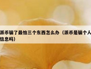派币骗了最怕三个东西怎么办（派币是骗个人信息吗）