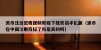 派币注册流程视频教程下载安装手机版（派币在中国注册商标了吗是真的吗）