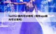 twitter国内可以用吗（推特app国内可以用吗）
