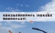 抖音关注加点赞的软件叫什么（抖音关注加点赞的软件叫什么名字）