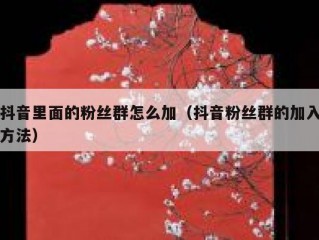 抖音里面的粉丝群怎么加（抖音粉丝群的加入方法）
