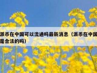 派币在中国可以流通吗最新消息（派币在中国是合法的吗）