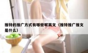 推特的推广方式有哪些呢英文（推特推广推文是什么）