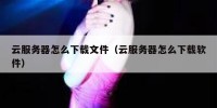 云服务器怎么下载文件（云服务器怎么下载软件）