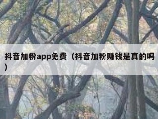 抖音加粉app免费（抖音加粉赚钱是真的吗）