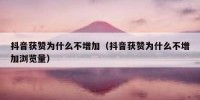 抖音获赞为什么不增加（抖音获赞为什么不增加浏览量）