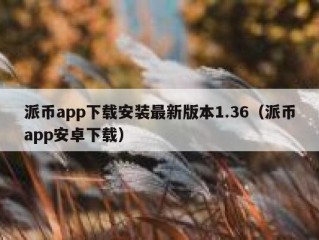 派币app下载安装最新版本1.36（派币app安卓下载）