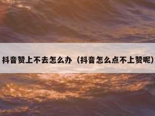 抖音赞上不去怎么办（抖音怎么点不上赞呢）