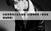 抖音获赞为什么不增加（抖音明明赞了却没有增加数量）