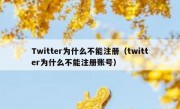 Twitter为什么不能注册（twitter为什么不能注册账号）