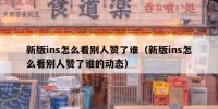 新版ins怎么看别人赞了谁（新版ins怎么看别人赞了谁的动态）