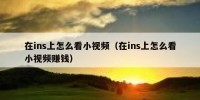 在ins上怎么看小视频（在ins上怎么看小视频赚钱）