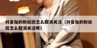 抖音加的粉丝团怎么取消关注（抖音加的粉丝团怎么取消关注呢）
