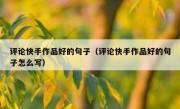 评论快手作品好的句子（评论快手作品好的句子怎么写）