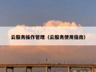 云服务操作管理（云服务使用指南）