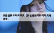 微信视频号如何带货（微信视频号如何带货赚佣金）