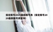 保定限号2020最新限号表（保定限号2020最新限号表查询）