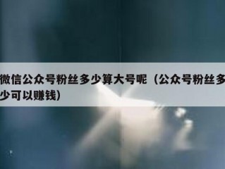 微信公众号粉丝多少算大号呢（公众号粉丝多少可以赚钱）