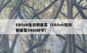 tiktok培训割韭菜（tiktok培训割韭菜5480好学）
