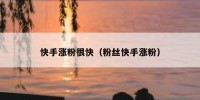 快手涨粉很快（粉丝快手涨粉）