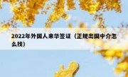 2022年外国人来华签证（正规出国中介怎么找）