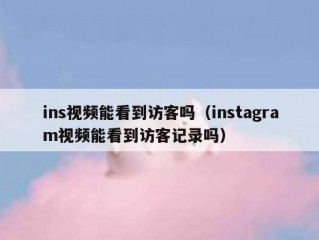 ins视频能看到访客吗（instagram视频能看到访客记录吗）