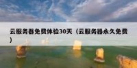 云服务器免费体验30天（云服务器永久免费）