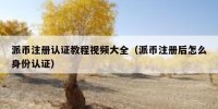 派币注册认证教程视频大全（派币注册后怎么身份认证）