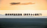 派币如何退出登陆（派币不小心退出了）